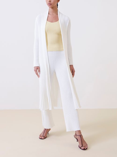 Casaco Alongado Efeito Plissado Off White