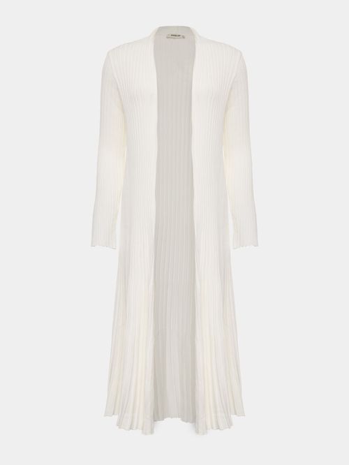 Casaco Alongado Efeito Plissado Off White