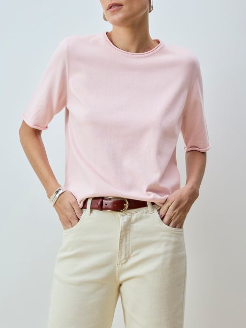Basic Blush Roll-up Sleeve Blouse