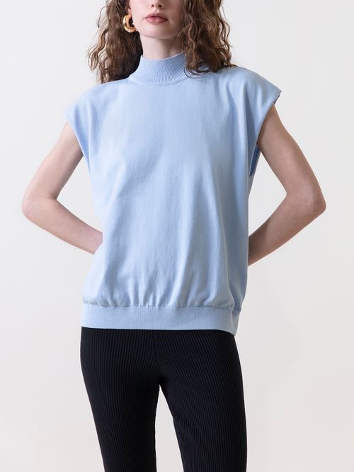 Ice Blue Chimney Neck Tank Top