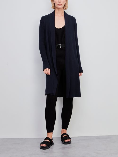 Midnight Blue Elongated Cardigan with Slits