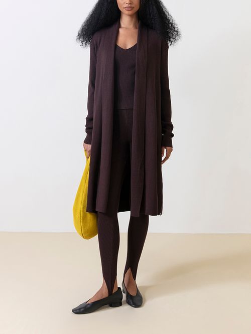 Chocolate Elongated Cardigan with Slits