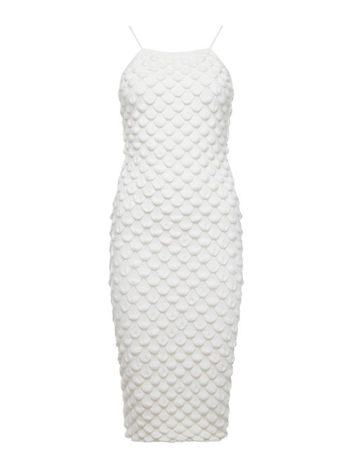 Vestido Midi Escamas Off White
