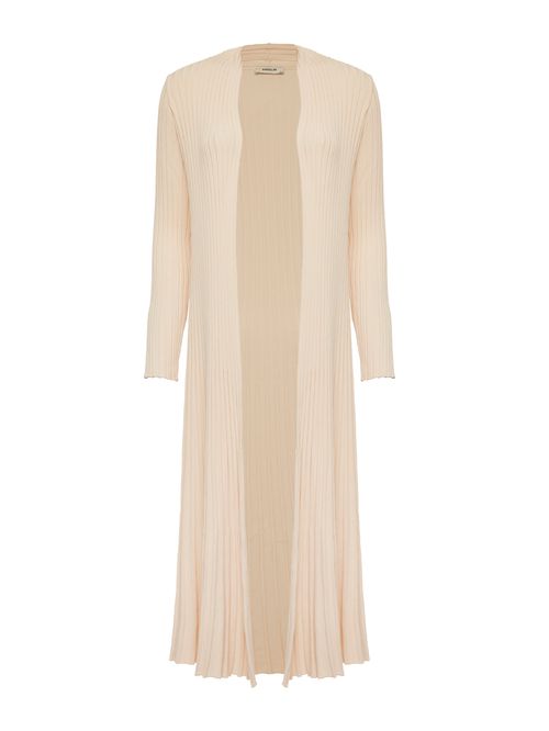 Casaco Alongado Efeito Plissado Cru