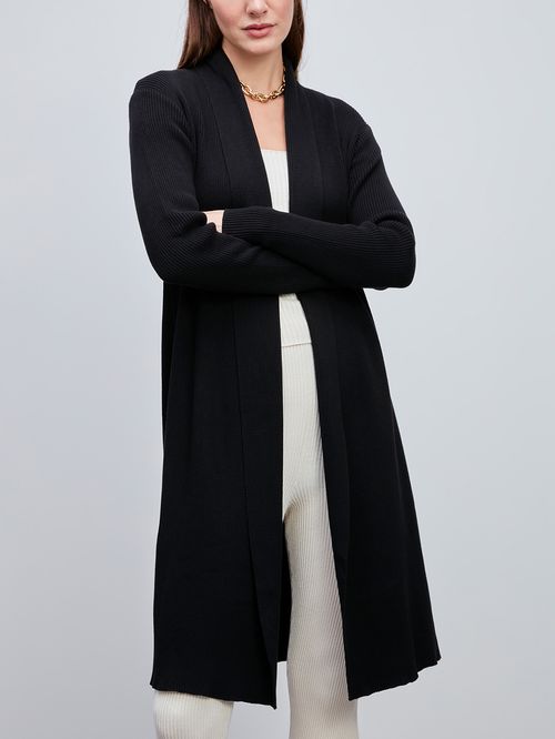 Black Long Cardigan with Slits