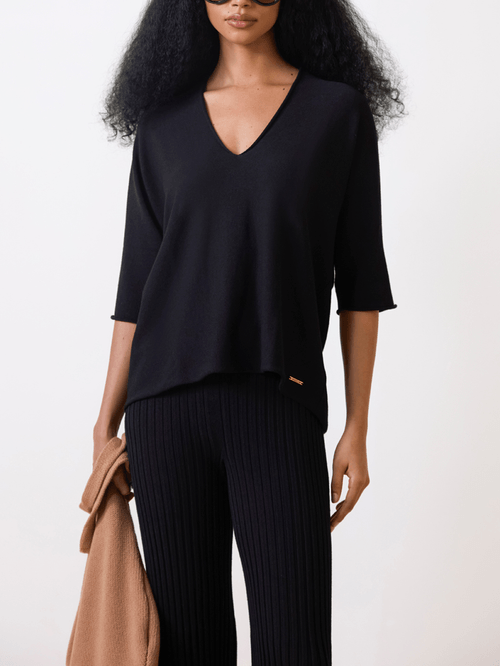 Short Sleeve 3D Blouse Black