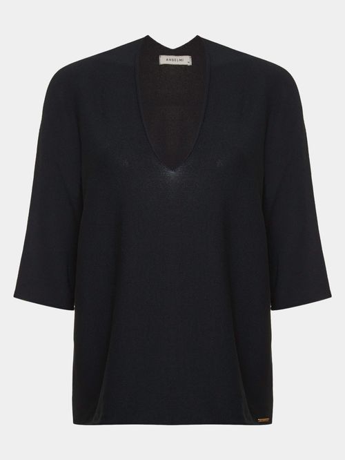 Short Sleeve 3D Blouse Black