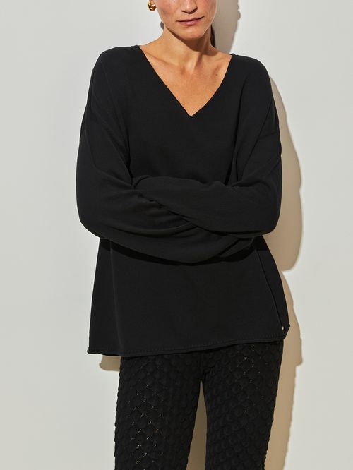 100% Cotton Black Loose Sweater