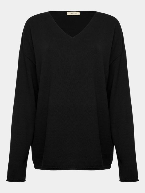 100% Cotton Black Loose Sweater
