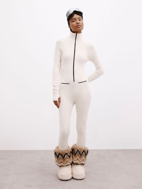 Off-white Contrast Ribbed Jumpsuit