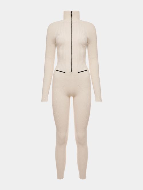 Off-white Contrast Ribbed Jumpsuit