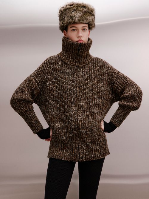 Maxi Cardigan Mescla Marrom