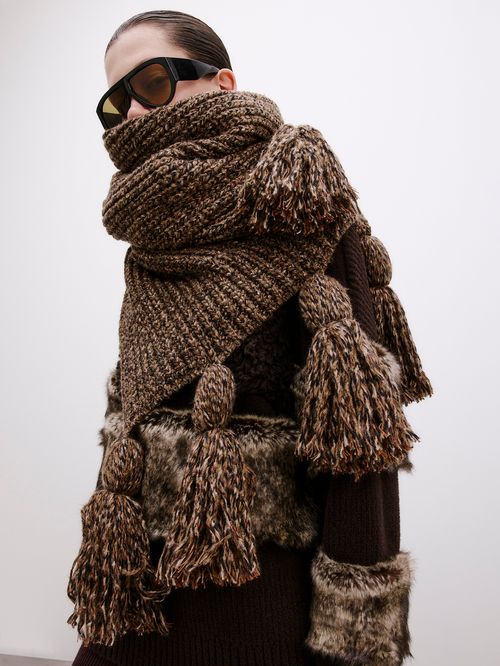 Manta Pompons Marrom