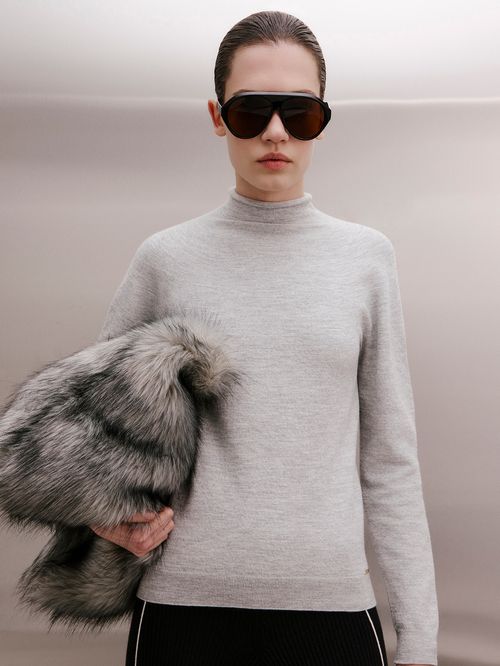 Women's Gray Merino Wool Blouse