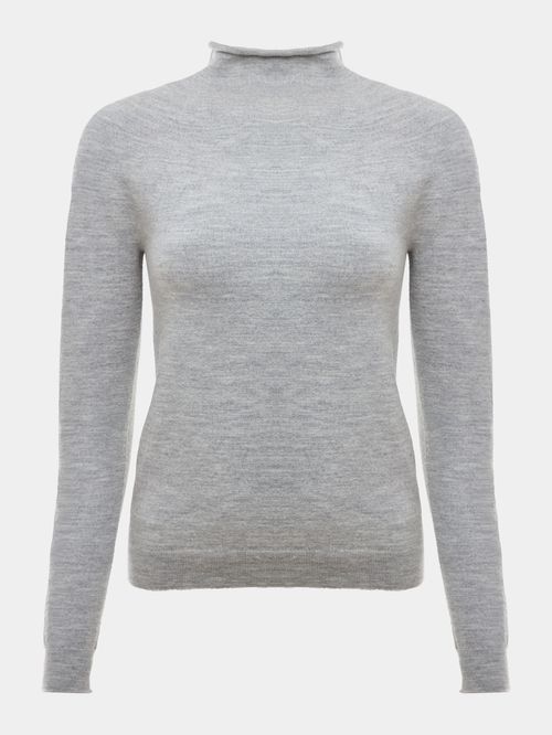 Women's Gray Merino Wool Blouse