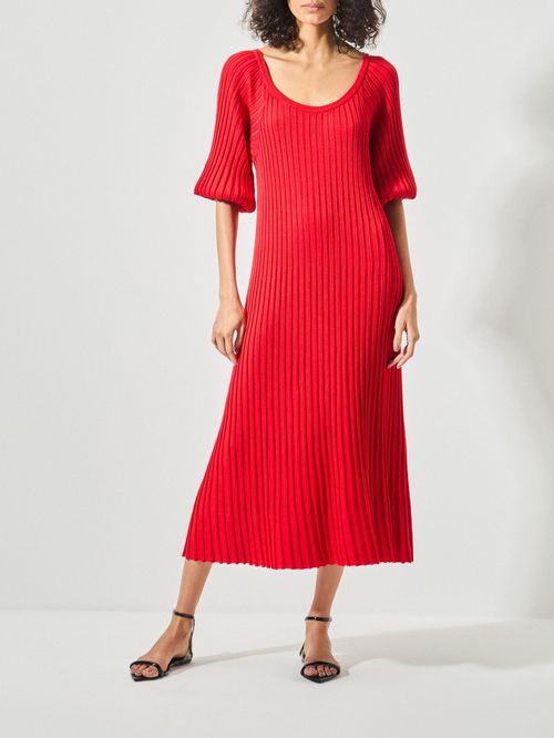 Vestido Midi Plissado Vermelho