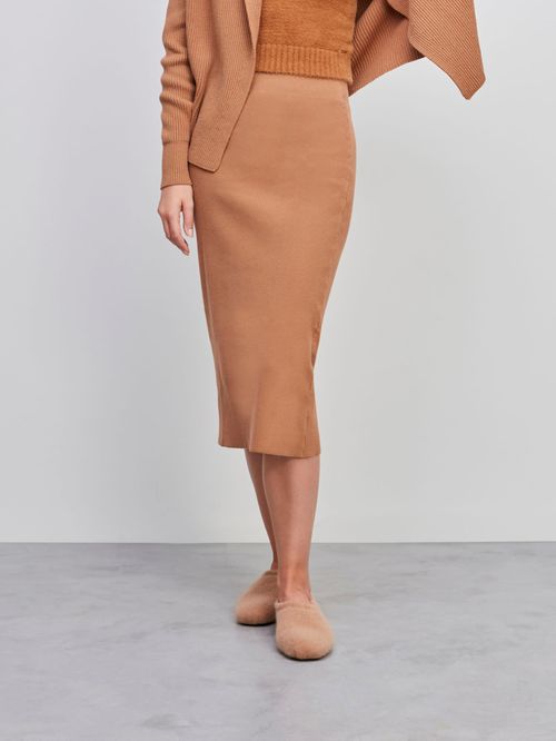 Saia Midi Evasê Camelo