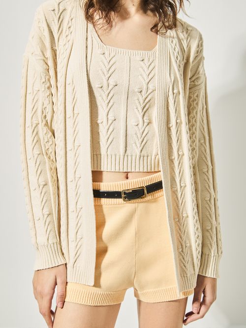 Casaco Alongado Botânica Cru