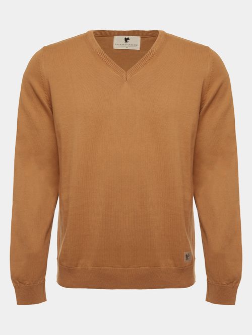 Men's Camel V-Neck Sweater
