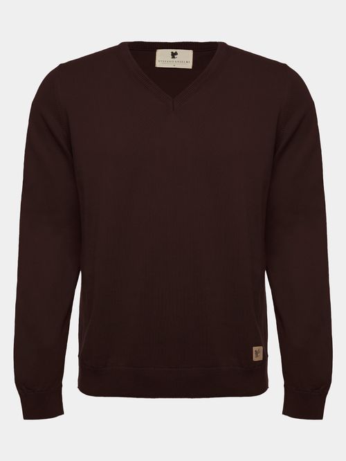 Chocolate V-Neck Men's Sweater
