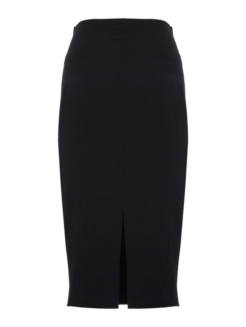 Rib-Knitted Midi Pencil Skirt 11333 Black