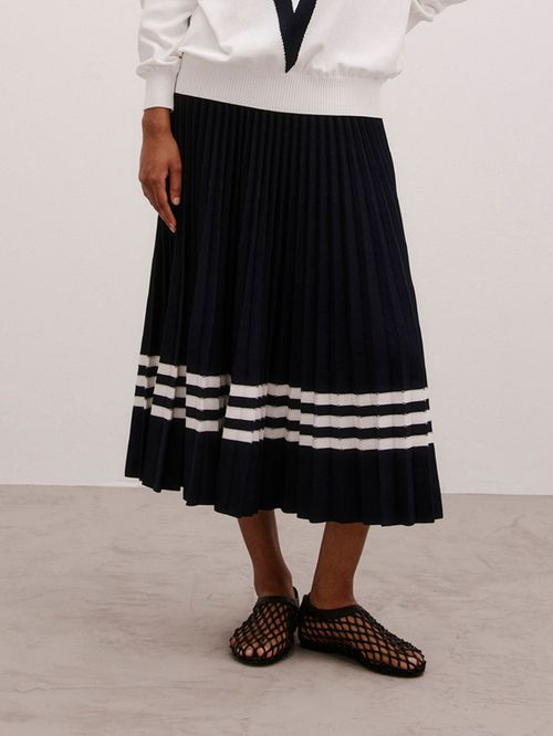 Saia Plissada Neo Navy Anselmi + Ucha Meirelles Azul Meia Noite