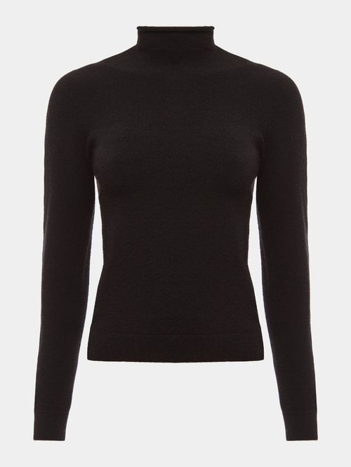 Women's Black Merino Wool Blouse
