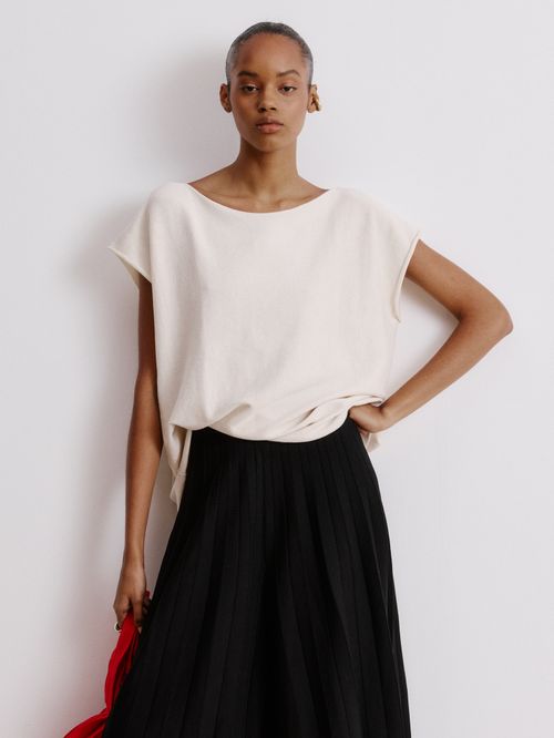 Wide Boat Neck Blouse Raw