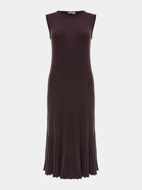 Vestido Midi Plissado Chocolate