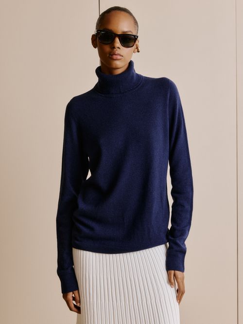 Suéter Gola Alta em Cashmere Marinho
