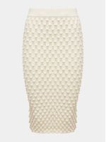 Saia Midi Colméia Off White - Anselmi Feminina