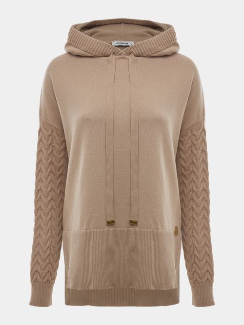 Pull Esportivo com Capuz Bege