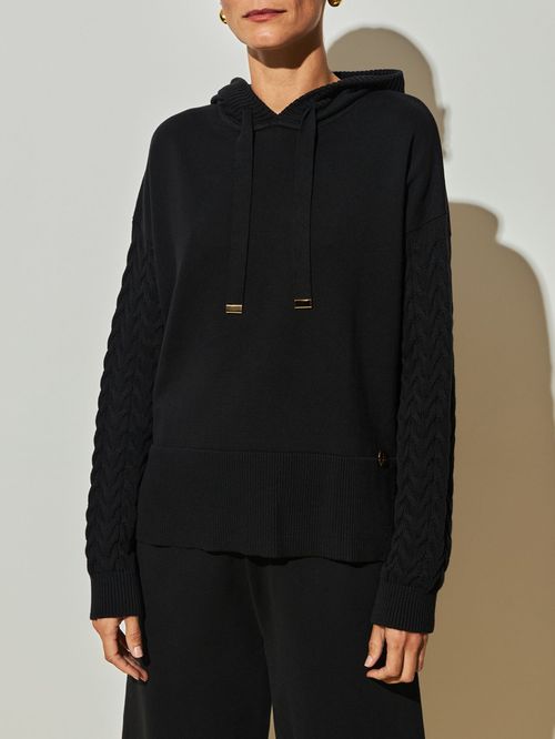 Black Hooded Sports Pullover