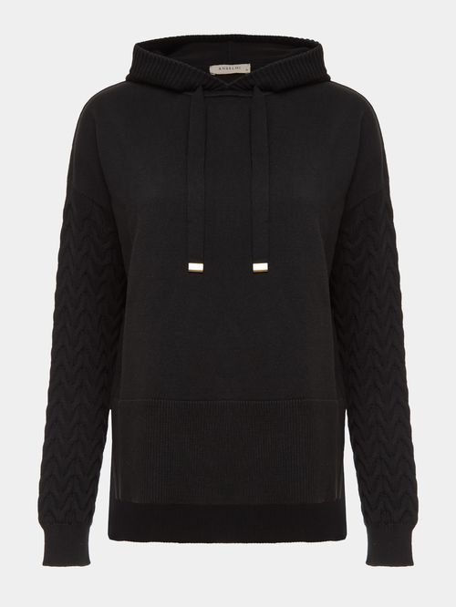 Black Hooded Sports Pullover