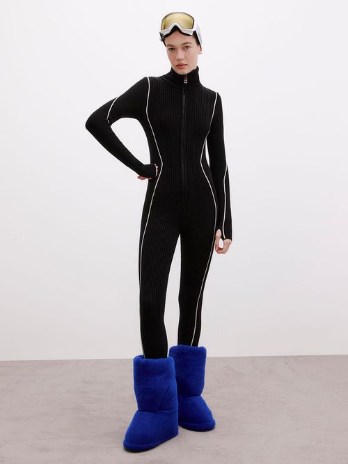 Neo Black Ribbed Jumpsuit