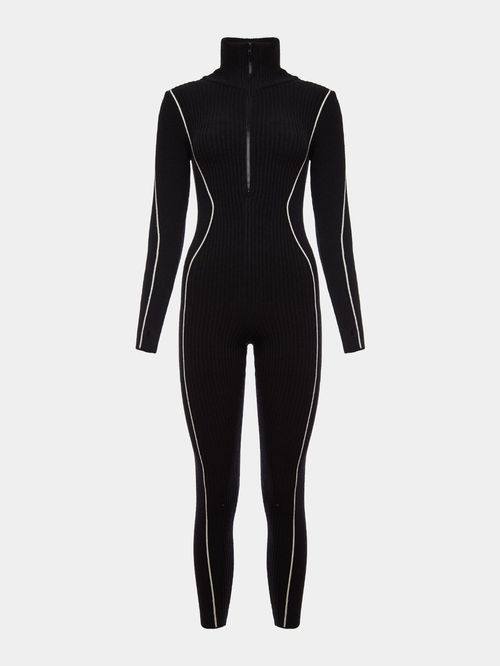 Neo Black Ribbed Jumpsuit