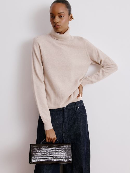 Suéter Gola Alta em Cashmere Bege