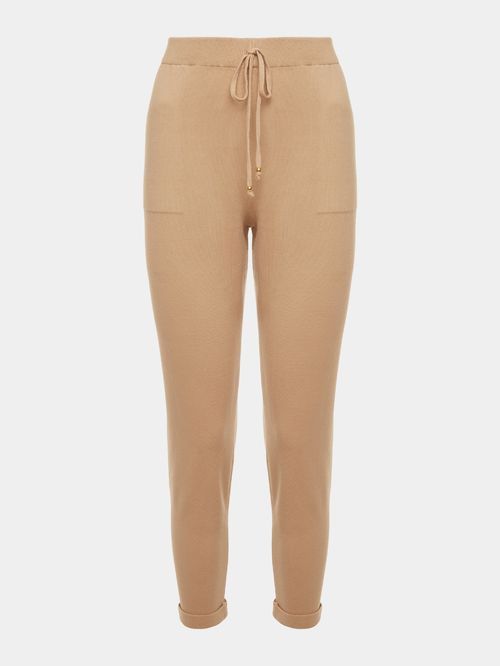 Calça em Tricô com Barra Italiana Bege