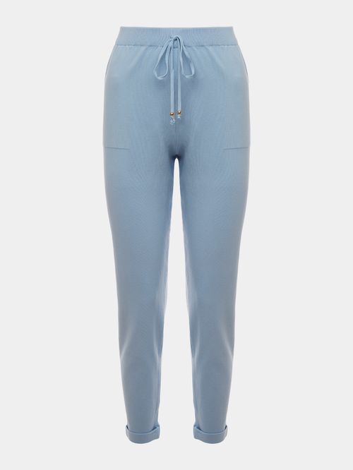 Knit Trousers with Italian Hem Ice Blue