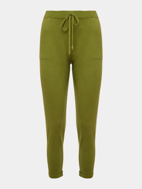 Knit Trousers with Italian Hem Avocado Green