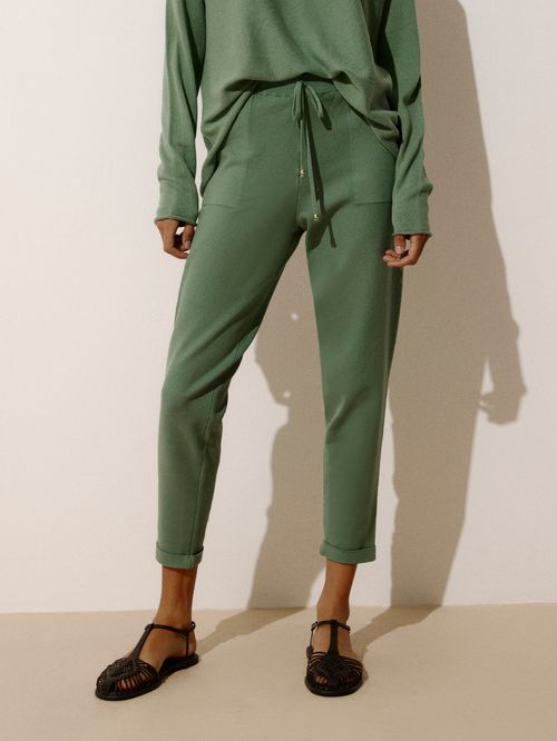 Knitted Pants with Italian Bar Oliva