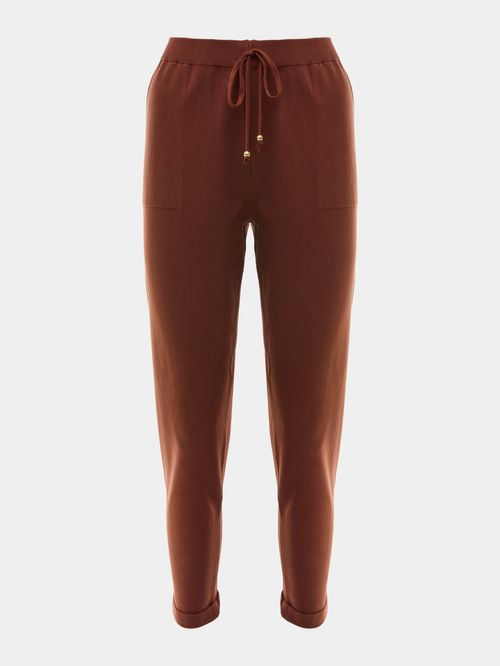 Knitted pants with Italian suede hem