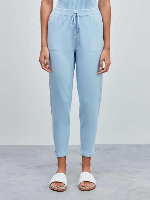Sky Blue Italian Hem Knit Trousers