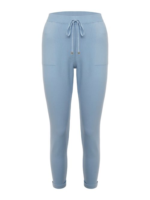 Sky Blue Italian Hem Knit Trousers