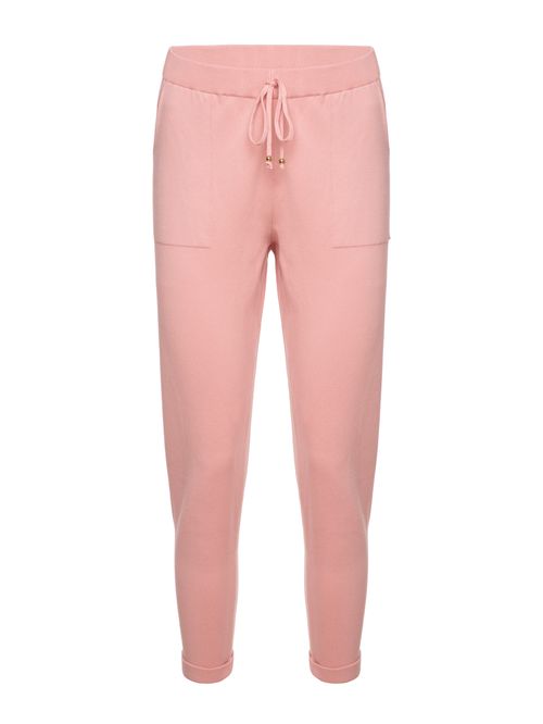 Calça em Tricô com Barra Italiana Argila Rosa
