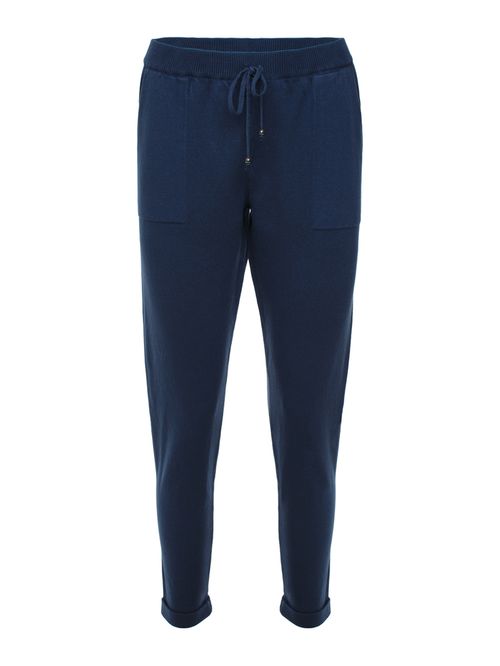 Italian Midnight Blue Knitted Pants with Bar