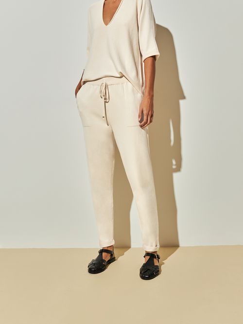 Knit Trousers with Italian Hem Raw