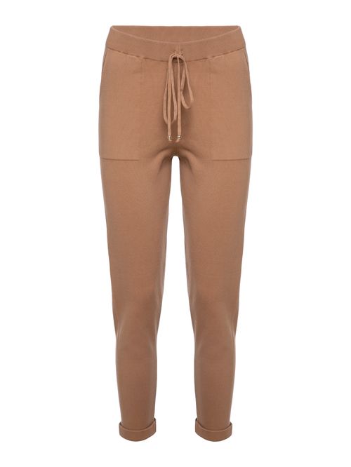 Knit Trousers with Italian Hem Camel