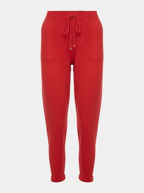 Knit Trousers with Italian Hem Red