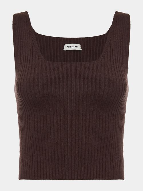 Top Cropped Decote Quadrado Chocolate